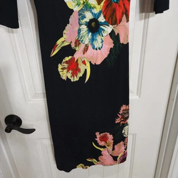 Erdem Womens Dress Allegra Red Black Floral 3/4 Sleeve Knee Length Bodycon 2 XS - Picture 10 of 10